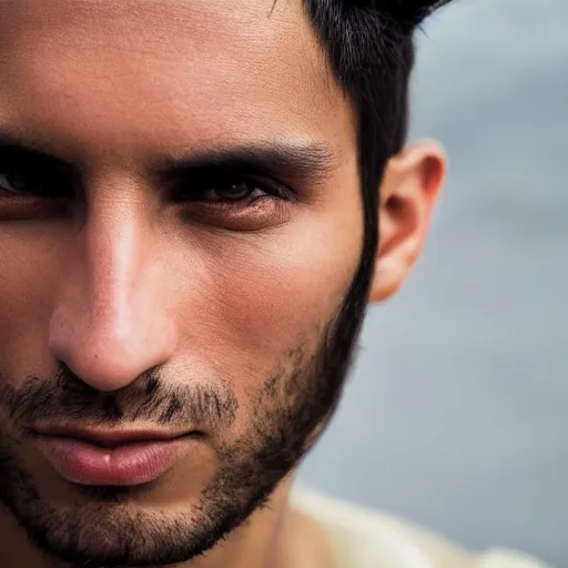 Image similar to portrait of a beautiful Colombian male model By Emmanuel Lubezki