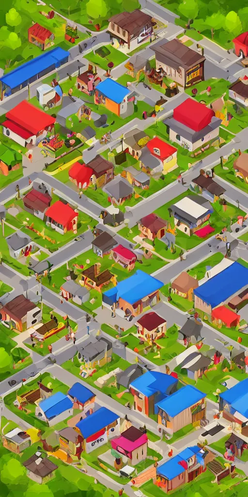 Prompt: cute isometric village