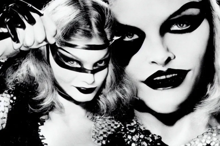 Image similar to publicity photograph of Michelle Pfeiffer as Catwoman