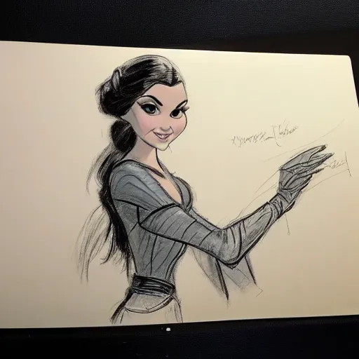 Image similar to milt kahl sketch of victoria justice as princess padme from star wars episode 3