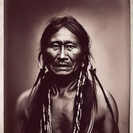 Image similar to 85mm award wining photo of blackfoot Native by David Bailey Edward Sherriff Curtis , perfect lighting, IMAX, gelatine silver process,