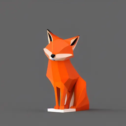 Prompt: low polygon render of a fox on a white background, isometric 3 d, ultra hd