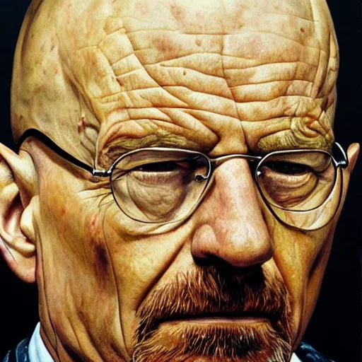 Prompt: high quality high detail painting by lucian freud, hd, portrait of walter white