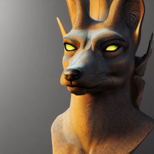 Image similar to Anubis, Jackal, very detailed, artstation, illustration, masterpiece, digital art