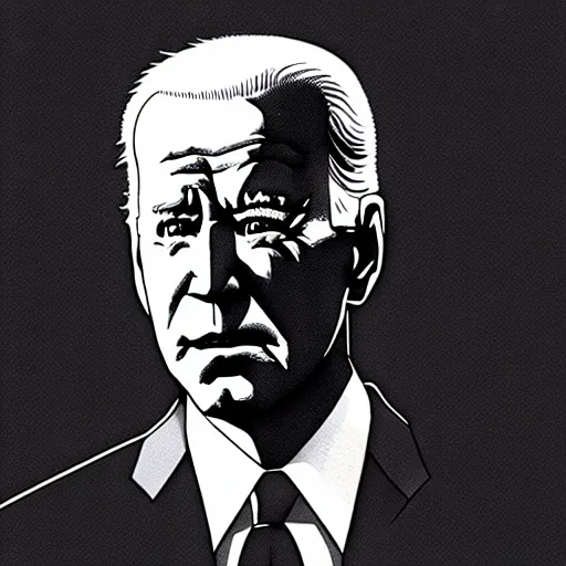 Prompt: Joe Biden looking sinister, by Tsutomu Nihei, highly detailed