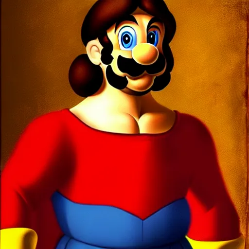 Prompt: a beautiful portrait of super - mario!!!!!! renaissance painting by da vinci featured on artstation