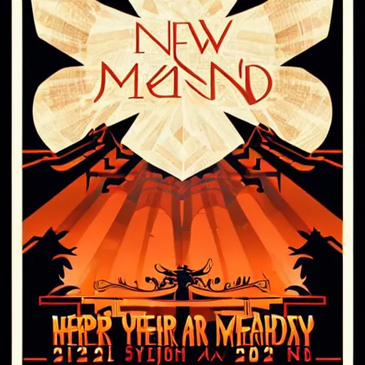 Prompt: concert poster for a dmb show on new years eve 2 0 2 2, style of daniel danger