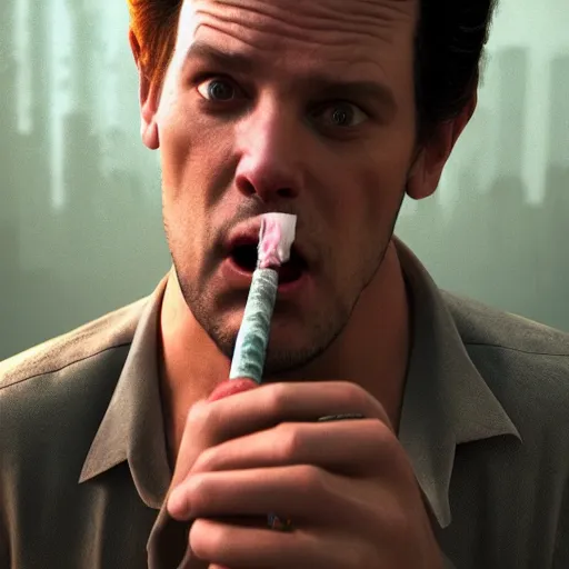 Prompt: hyperrealistic dslr film still of ace ventura pet detective smoking a crack pipe, stunning 8 k octane comprehensive 3 d render, inspired by istvan sandorfi & greg rutkowski & unreal engine, perfect symmetry, dim volumetric cinematic lighting, extremely hyper - detailed, extremely lifelike attributes & lifelike texture, intricate, masterpiece, artstation, stunning