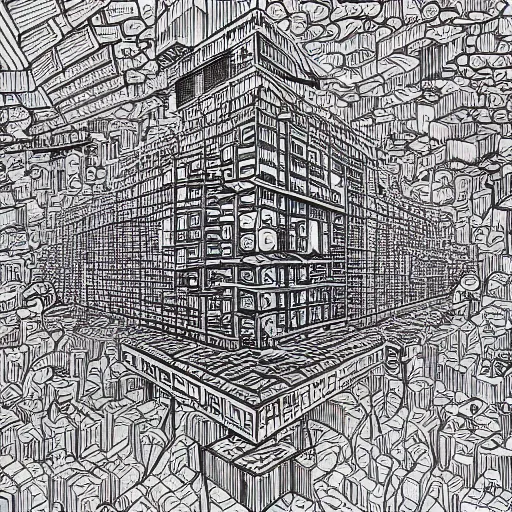 Image similar to “geometrically surreal cube town, extremely high detail, photorealistic, intricate drawings, dotart, album art in the style of James Jean”