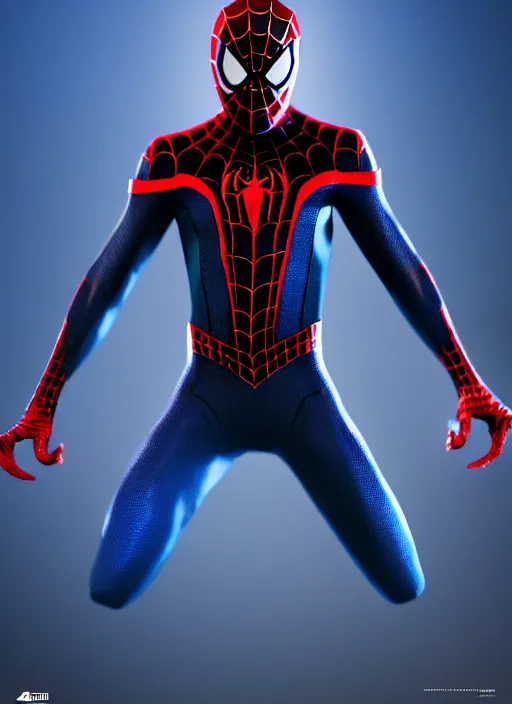 Prompt: futuristic spiderman miles morales, highly detailed, 4 k, hdr, award - winning, artstation, octane render