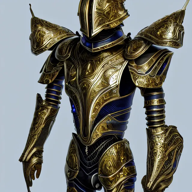 Image similar to full body shot, digital realistic 3 d rendering that looks like painting of a futuristic magicpunk intricate armor holy paladin with light powers, highly detailed, 4 k, hdr, smooth, sharp focus, high resolution, award - winning photo., corona render, substance painter hyper detailed armor. trending on art statation