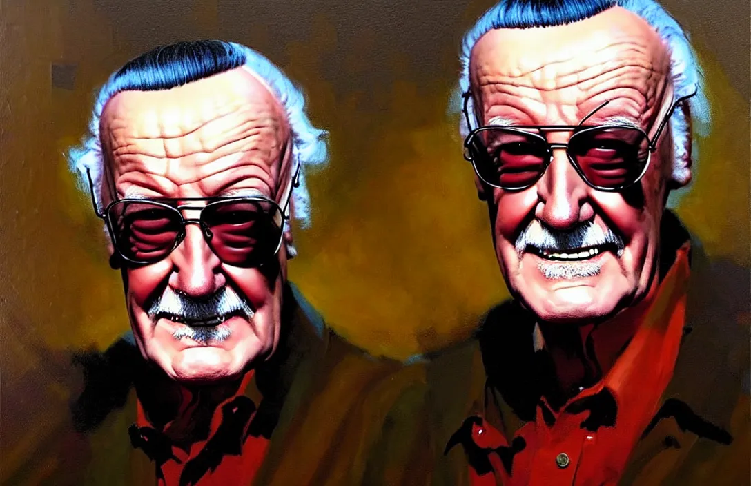 Prompt: portrait of stan lee!!!!!!!!!!!!!!!!!!!!!!!!!!!, detailed face, detailed painting, epic lighting, by ilya repin, phil hale and kent williams