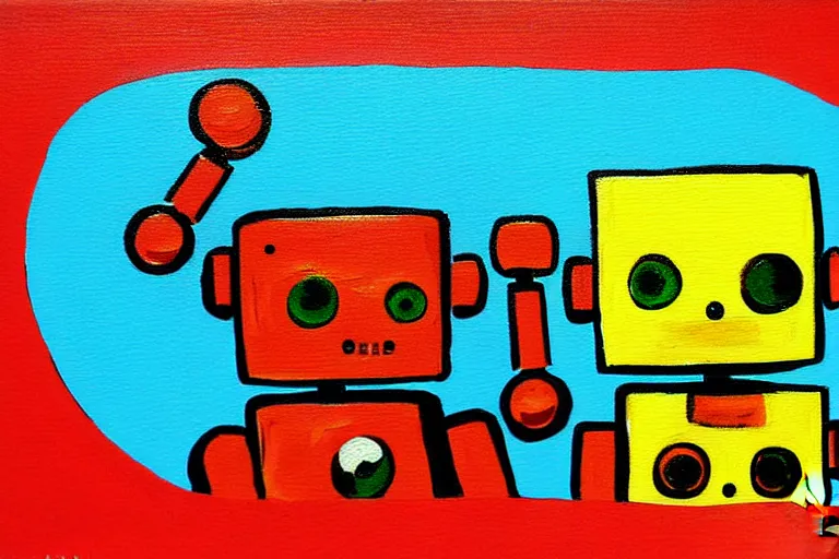 Image similar to a cute little robots painting by rolando, cyril