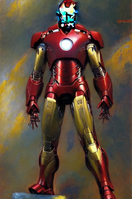 Prompt: iron man, painting by gaston bussiere, craig mullins, j. c. leyendecker, yoji shinkawa