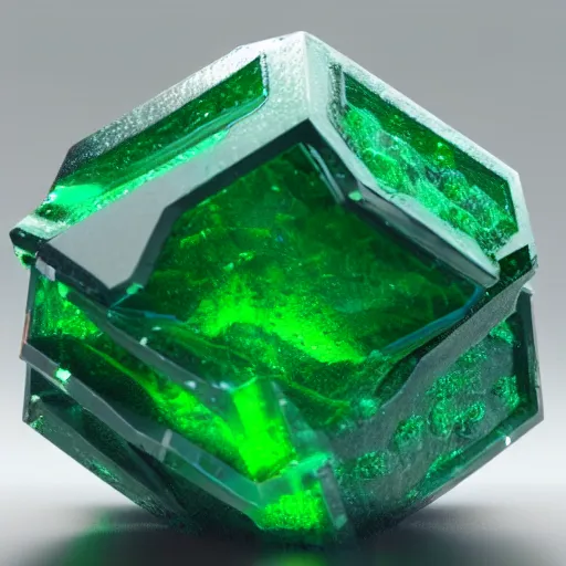 Image similar to Emerald crystals natural gemstone, optical caustic lighting, 8k, rendred in redshift, by Greg rutkowski, trading on artstation