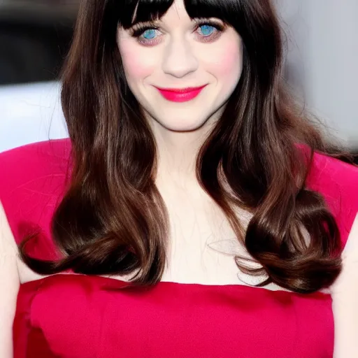 Prompt: Zooey Deschanel has weird eyes and probably hates what people are doing with her likeness