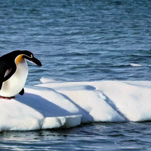 Prompt: Penguin surfing on a seal, cool