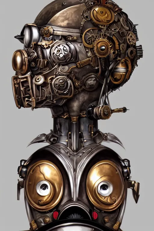 Image similar to steampunk helmet fantasy art mask robot ninja stylized digital illustration sharp focus, elegant intricate digital painting artstation concept art global illumination ray tracing advanced technology chaykin howard and campionpascale and cooke darwyn and davis jack