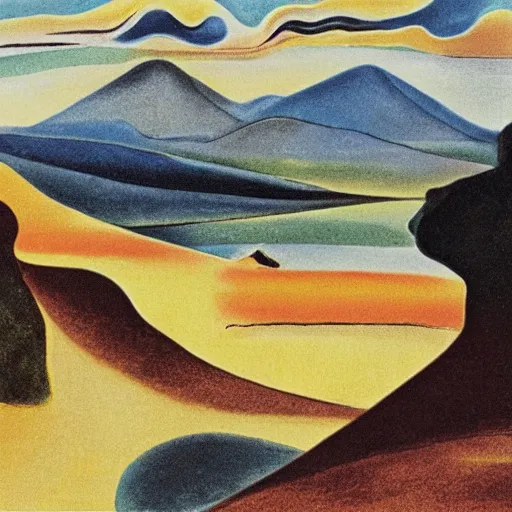 Prompt: A Landscape by Hilma af Klinti and salvador dali