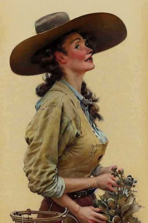 Image similar to (((((1950s wold west pioneer woman cover art . muted colors.))))) by Jean-Baptiste Monge !!!!!!!!!!!!!!!!!!!!!!!!!!!