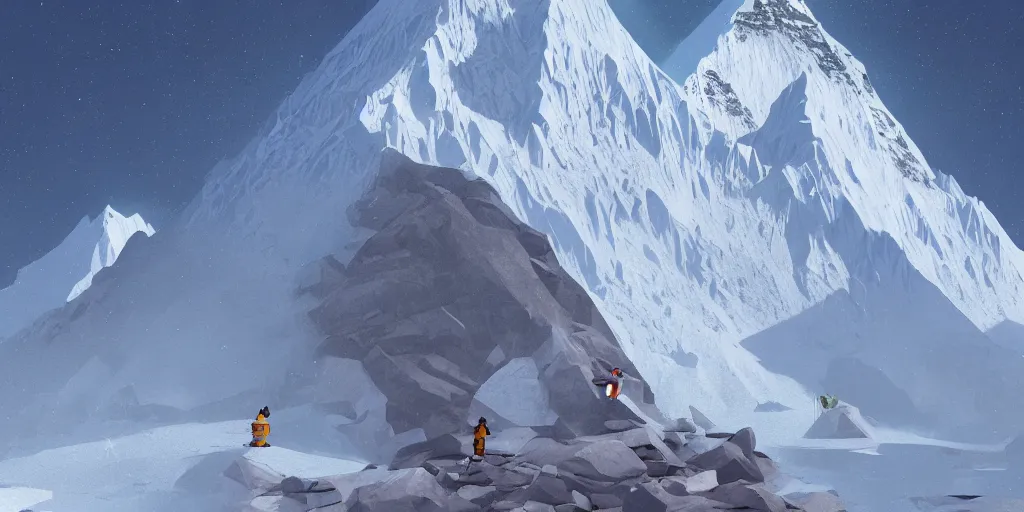 Prompt: Mount Everest by Goro Fujita and Simon Stalenhag , 8k, trending on artstation, hyper detailed, cinematic