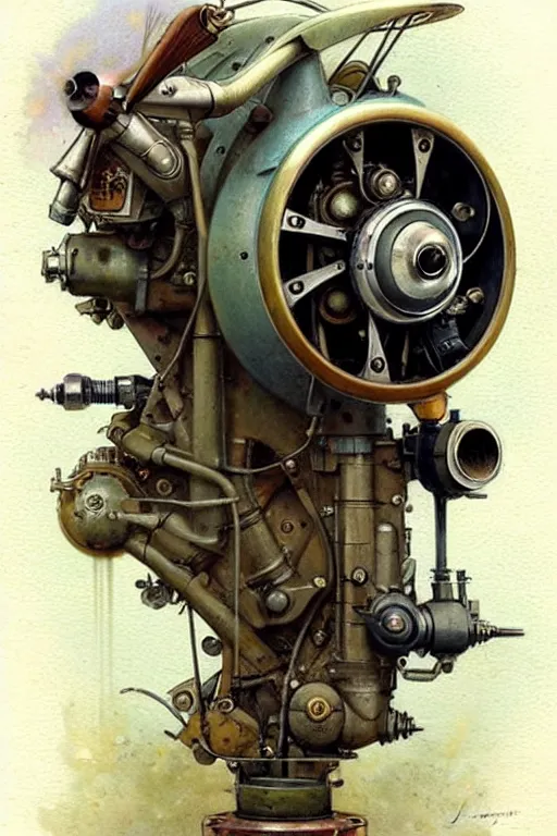 Image similar to (((((1950s rotary airplane engine. muted colors.))))) by Jean-Baptiste Monge !!!!!!!!!!!!!!!!!!!!!!!!!!!