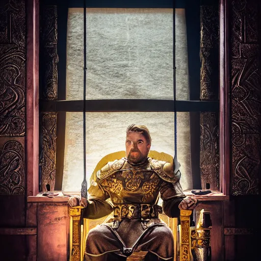 Prompt: the elder scrolls vi majestic gracious jarl portrait, rustic throne room, painted, dark room, one point of light coming through the window, atmospheric lighting, painted, intricate, volumetric lighting, beautiful, golden hour, sharp focus, ultra detailed, by mark kent, jordan lamarre - wan, igor kieryluk, maxim verehin, miranda meeks