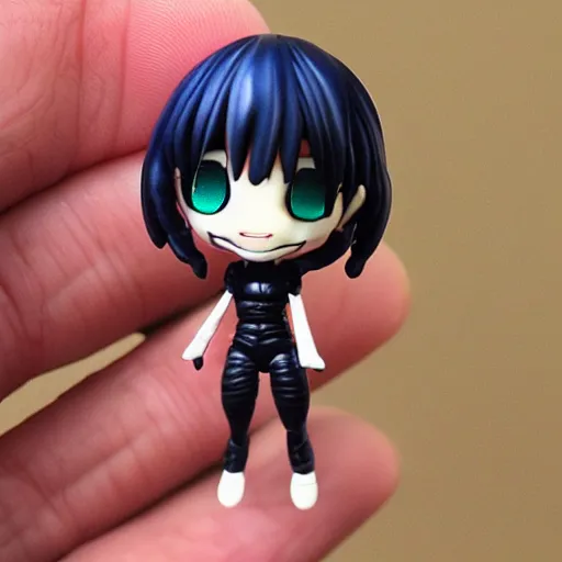 Image similar to lifelike plastic figurine miniature of chibi venom, ultra detailed, kawaii, junji ito, artgerm, blender, scenic background of cardshop