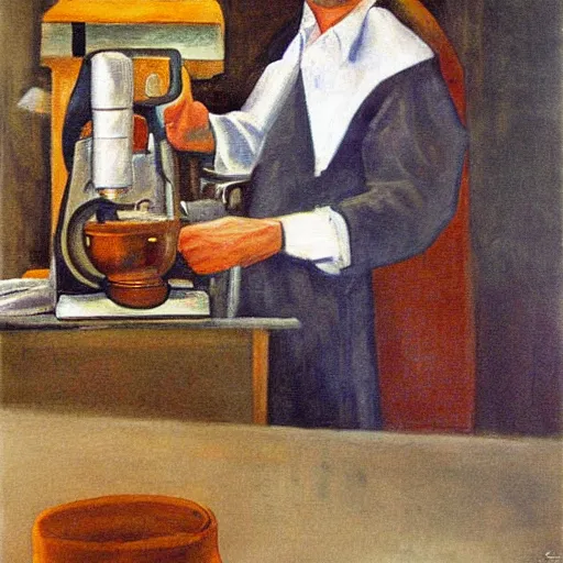 Prompt: karl jung painting of a barista