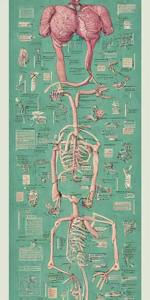 Image similar to anatomy of the borg, diagrams, map, marginalia, sketchbook, old script, inhabited initials, pastel infographic by Wes Anderson and victo ngai