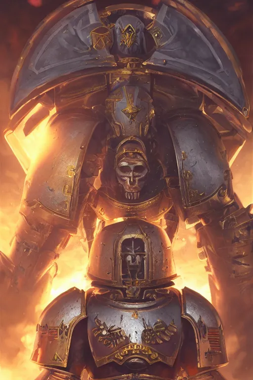 Image similar to armor portrait heros warhammer 4 0 k horus heresy fanart - the primarchs emperor by johannes helgeson animated with vfx concept artist & illustrator global illumination ray tracing hdr fanart arstation zbrush central hardmesh 8 k octane renderer comics stylized