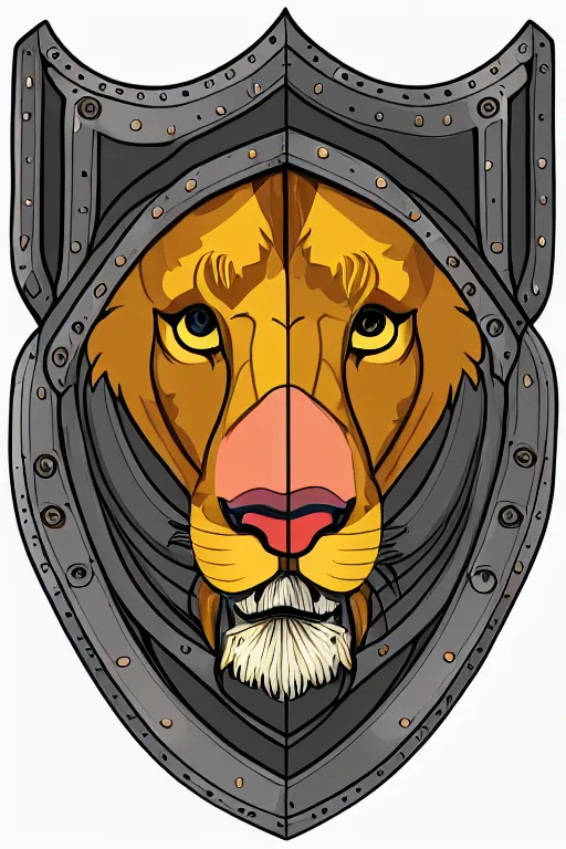 Image similar to Portrait of a lion in a medieval armor, knight, medieval, sticker, colorful, illustration, highly detailed, simple, smooth and clean vector curves, no jagged lines, vector art, smooth