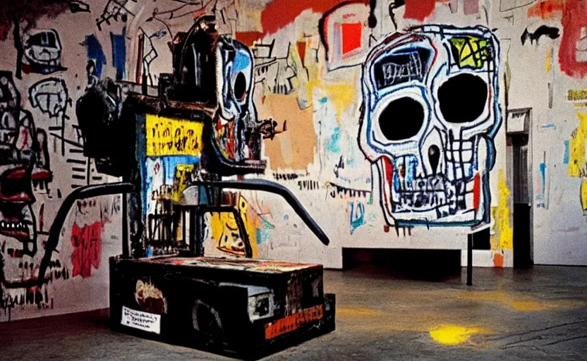 Image similar to photograph of basquiat skull machine perfect composition masterpiece dramatic lighting