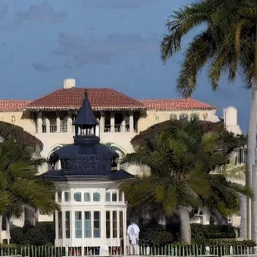 Image similar to FBI raiding mar-a-lago, walking inside luxurious rooms, looking for proofs