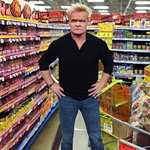 Image similar to angry gordon ramsey standing in a walmart