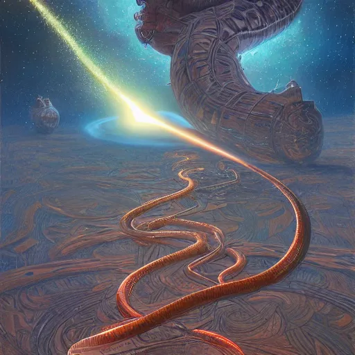 Prompt: meteor rain of snakes, very intricate | cinematic lighting | award - winning | cosmic | by donato giancola and mandy jurgens and charlie bowater | featured on artstation