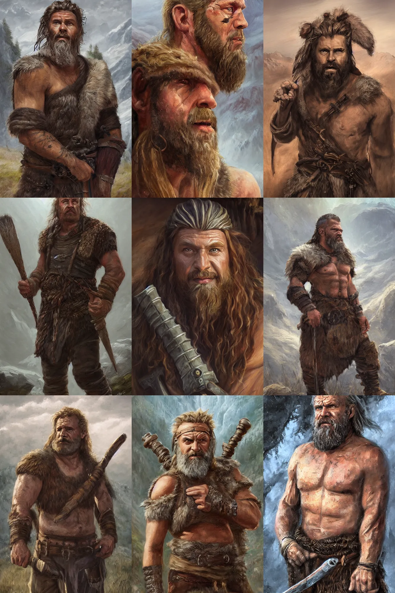 Prompt: a full body high detail fantasy portrait oil painting illustration of Sauli Niinisto as a single rugged stoic barbarian man by Justin Sweet with face and body clearly visible, in a scenic background, pupils visible, realistic proportions, d&d, rpg, forgotten realms, artstation trending, high quality, sombre mood, artstation trending, muted colours, no crop, entire person visible!, natural light, Adobe Photoshop, Adobe Lightroom, photolab, Affinity Photo,