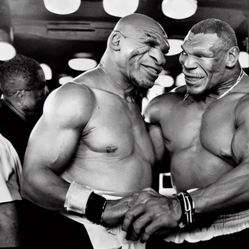 Image similar to Ruth Bader Ginsburg arm wrestling Mike Tyson, 4k, photo realistic, by Ansel Adams