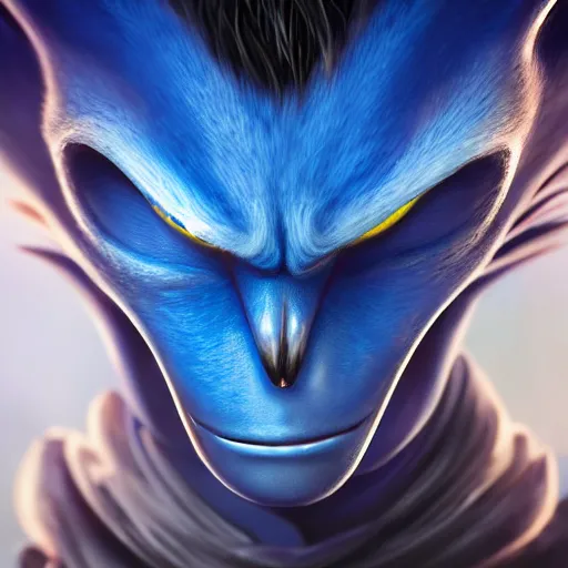 Image similar to perfectly - centered close - up face - portrait of evil sonic, intricate, elegant, super highly detailed, professional digital painting, artstation, concept art, smooth, sharp focus, no blur, no dof, extreme illustration, unreal engine 5, 8 k, by anne stokes