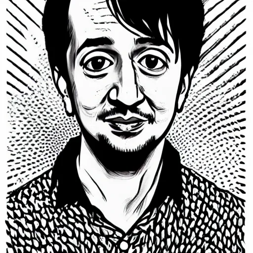 Image similar to lin manuel miranda in the style of junji ito