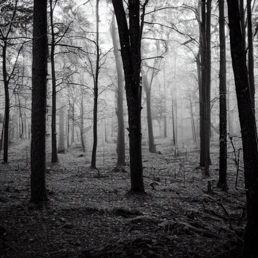 Image similar to light greyscale photograph of a forest, very low contrast