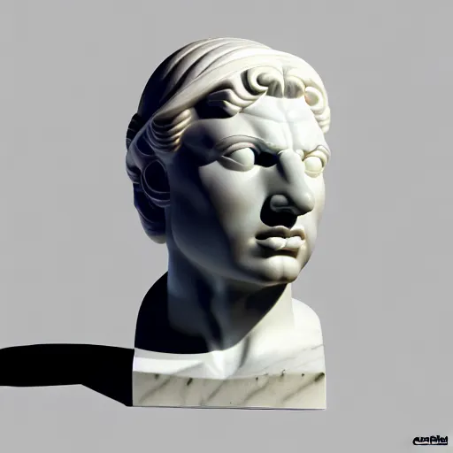 Image similar to 3 d sci - fi cgartist ambient occlusion rendering of a hyper realistic marble greek statuary product photo white backdrop high key lighting by chris moore, by edward hopper, by col price, trending on artstation