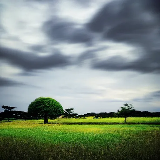 Image similar to a beautiful landscape with a tree and clouds on the outskirts of Tokyo by Matthew Quick