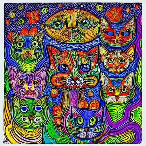 Psychedelic Cats In The Style Of Louis Wain Stable Diffusion Openart