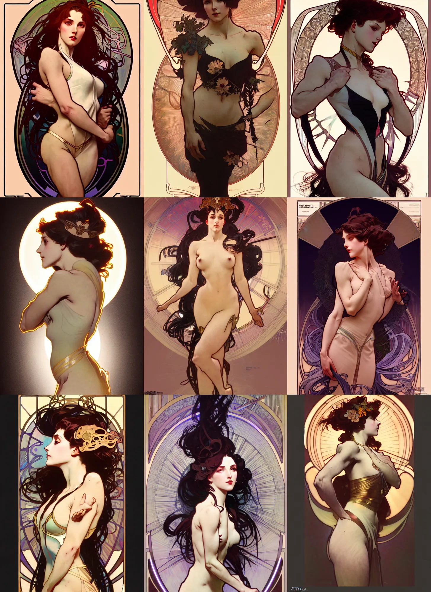 Prompt: digital concept art by artgerm and alphonse mucha. just one lonely namilia attctive showgirl!! full body!! contour light effect!! 8 k, black tape project show. stage light. octane render. sharp edge. ultra clear detailed