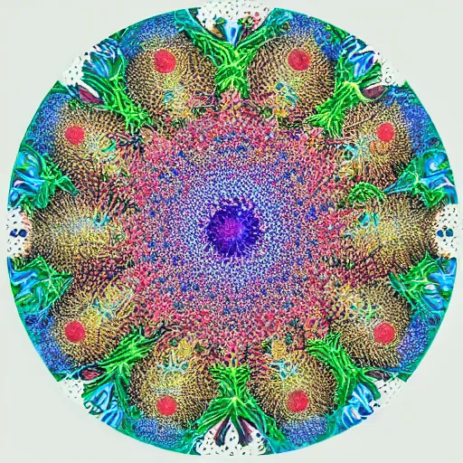 Image similar to a picture of a bunch of flowers on a white background, a microscopic photo by ernst haeckel, shutterstock contest winner, kinetic pointillism, intricate patterns, biomorphic, made of crystals