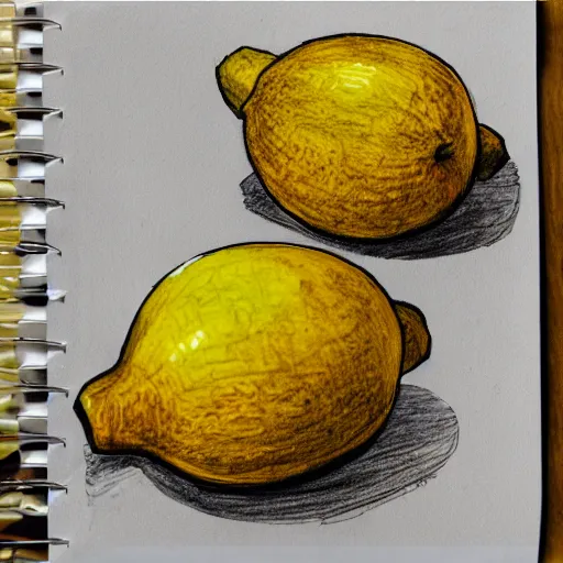 Image similar to professional ink pen sketch of a lemon