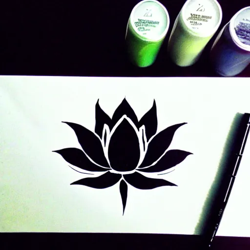 Prompt: zen lotus ink