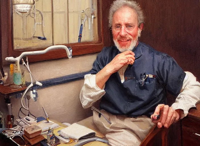 Prompt: a highly detailed beautiful portrait of a dentist, james gurney, james jean