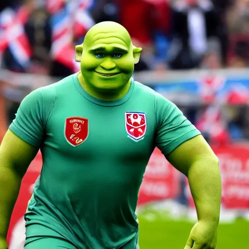 Prompt: shrek! from norffc, bazza shrek, meat pies sausage rolls, come on ingerlund